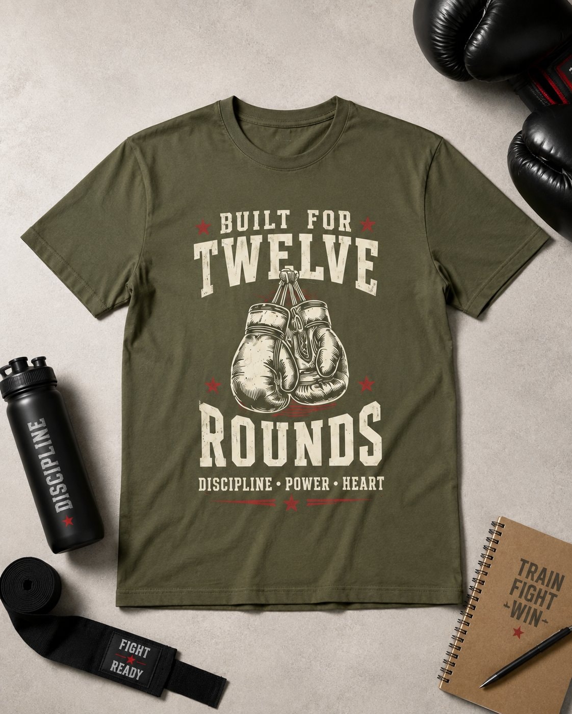 Built for Twelve Rounds Unisex T-Shirt-Military Green-4