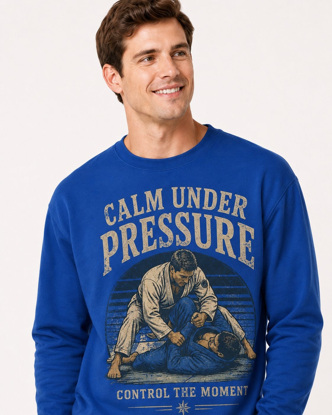 Calm Under Pressure Men's Long Sleeve Shirt-Royal Blue-2