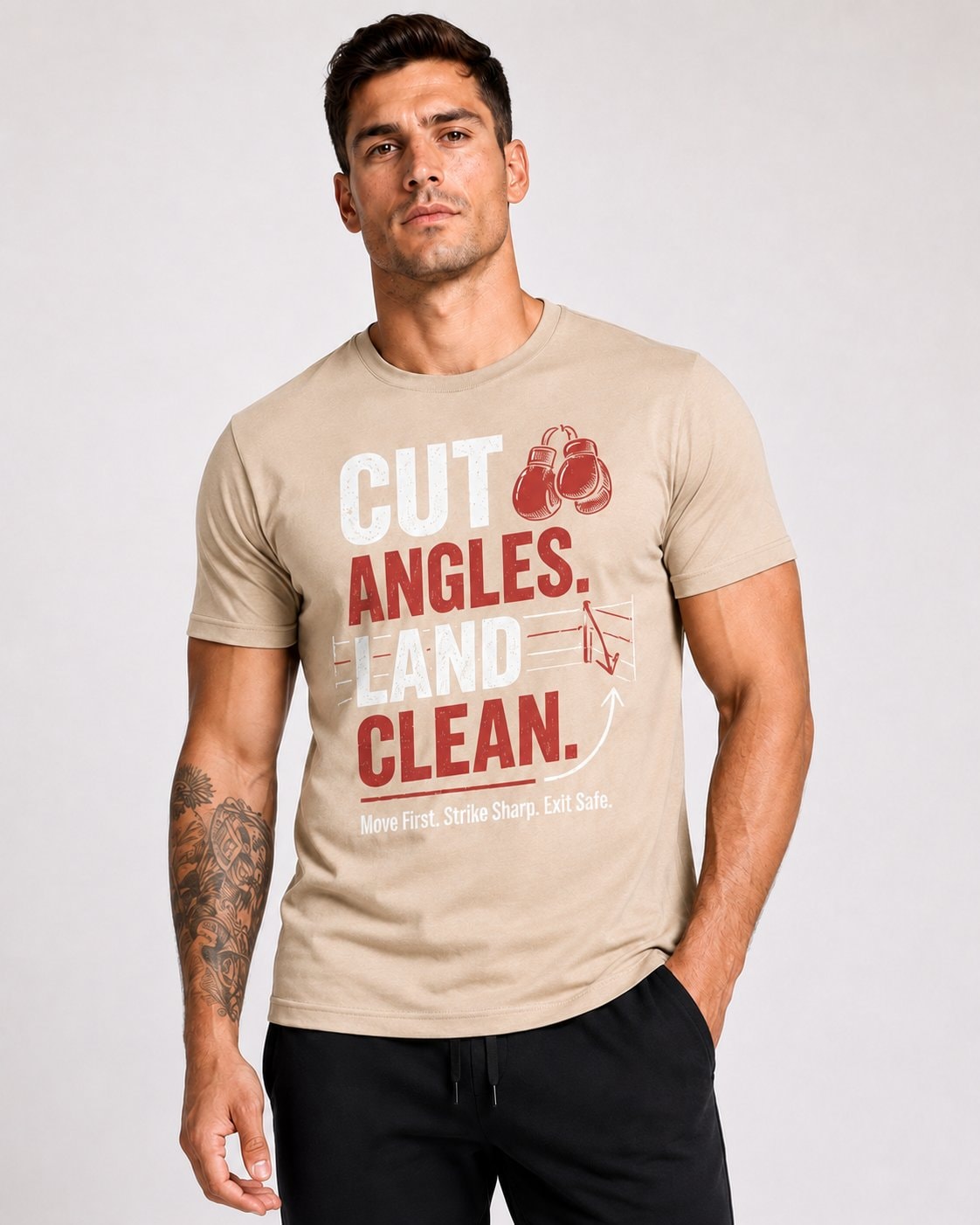 Cut Angles Land Clean Men's T-Shirt-Sand-2