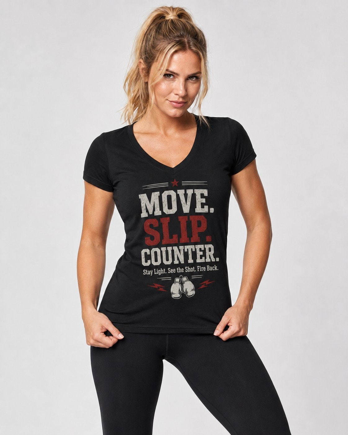 Move Slip Counter Women's V-Neck T-Shirt-Sand-2