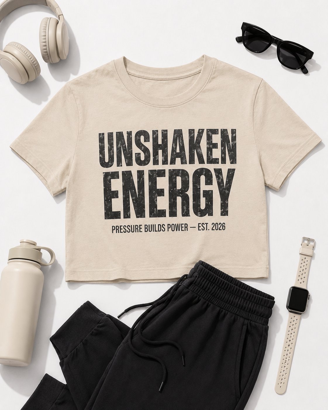 Unshaken Energy Women's Cropped T-Shirt-Sand-4