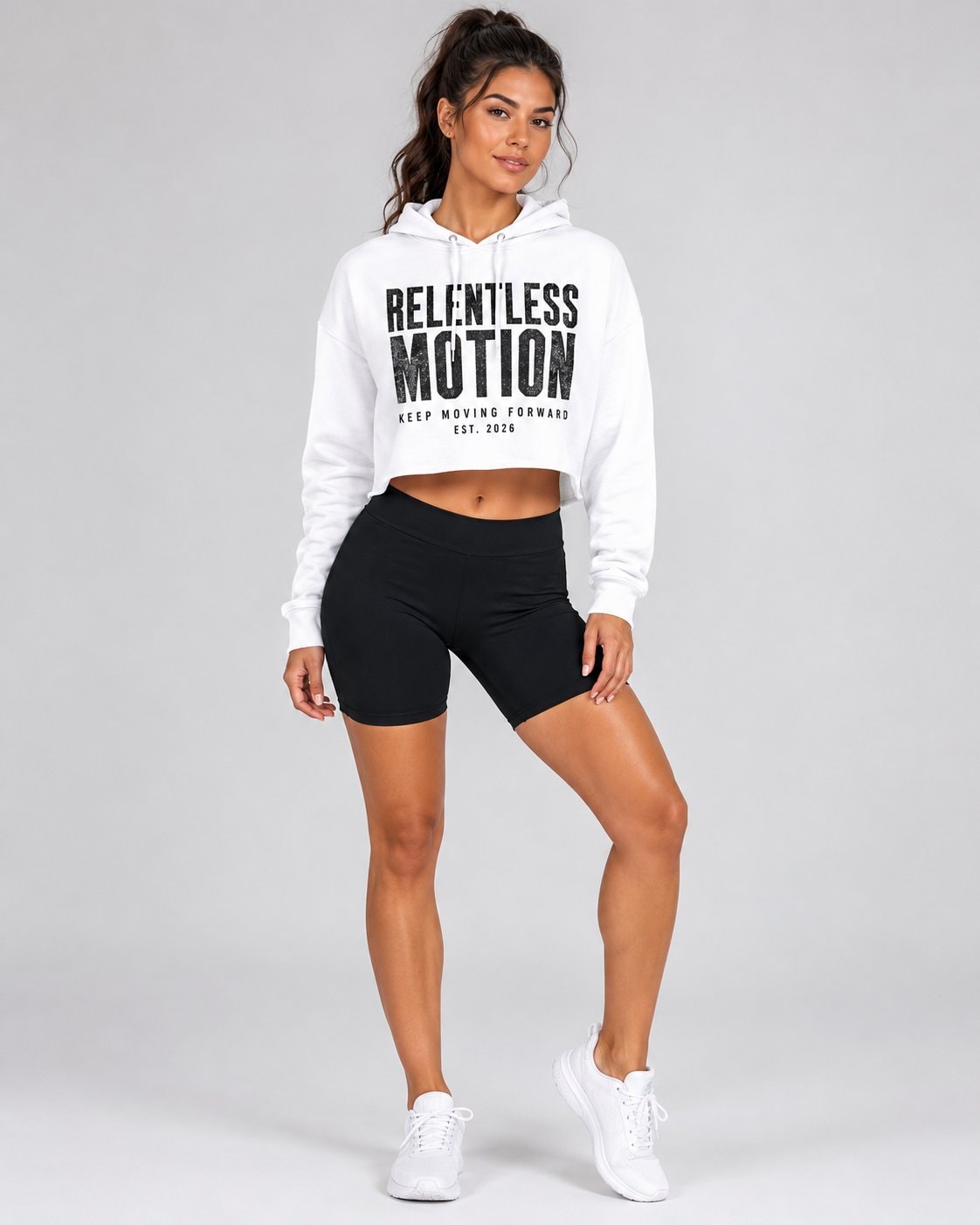 Relentless Motion Women's Cropped Hoodie-White-1