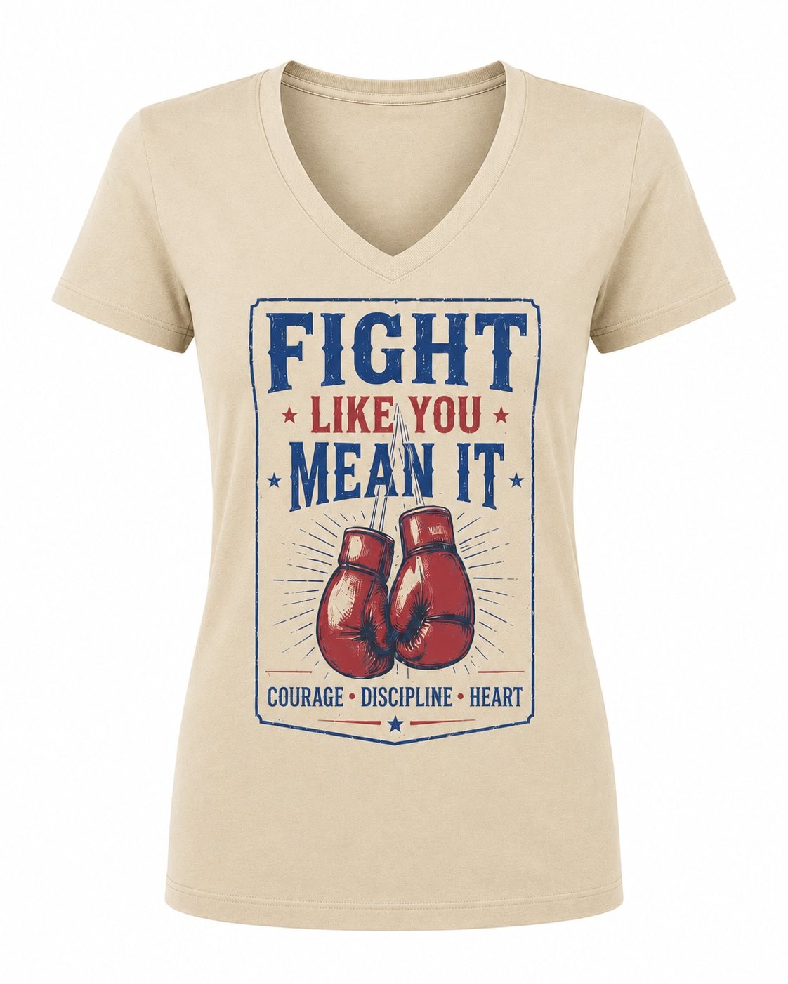 Fight Like You Mean It Women's V-Neck T-Shirt-Sand-3