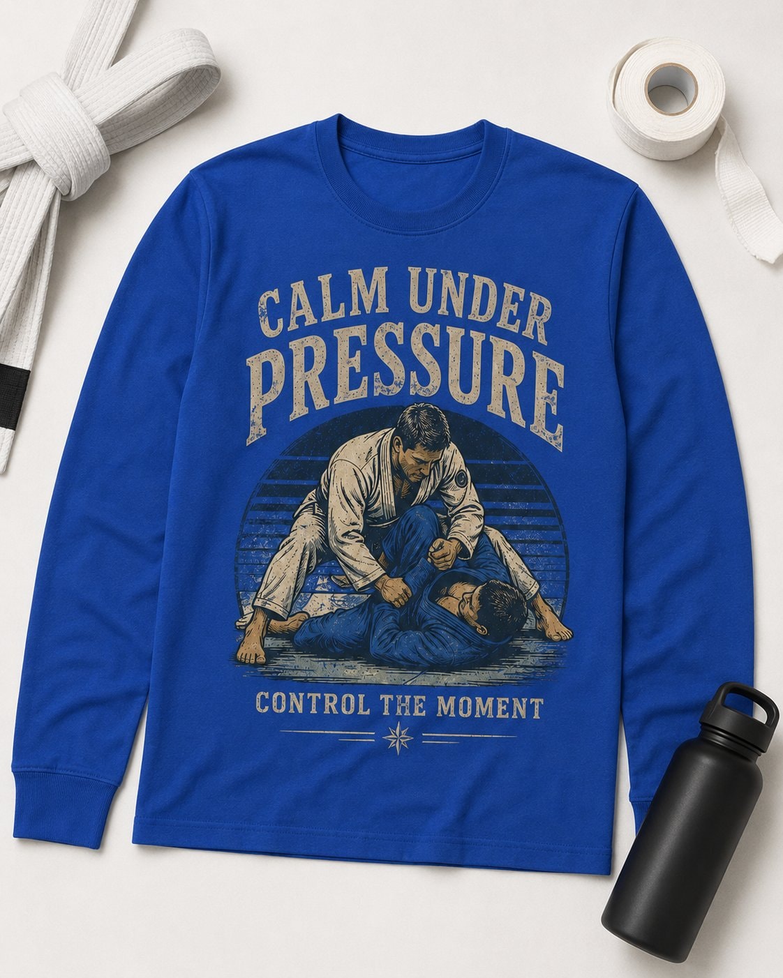 Calm Under Pressure Men's Long Sleeve Shirt-Royal Blue-4