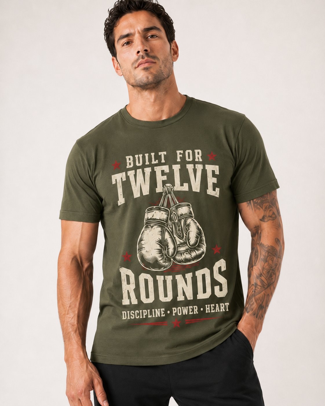 Built for Twelve Rounds Unisex T-Shirt-Military Green-2