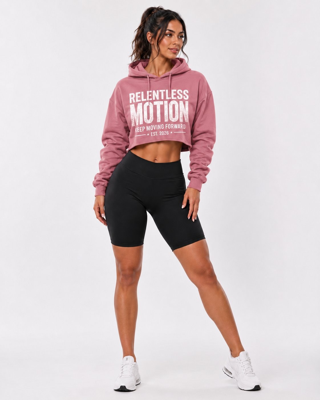 Relentless Motion Women's Cropped Hoodie-Dusty Rose-1