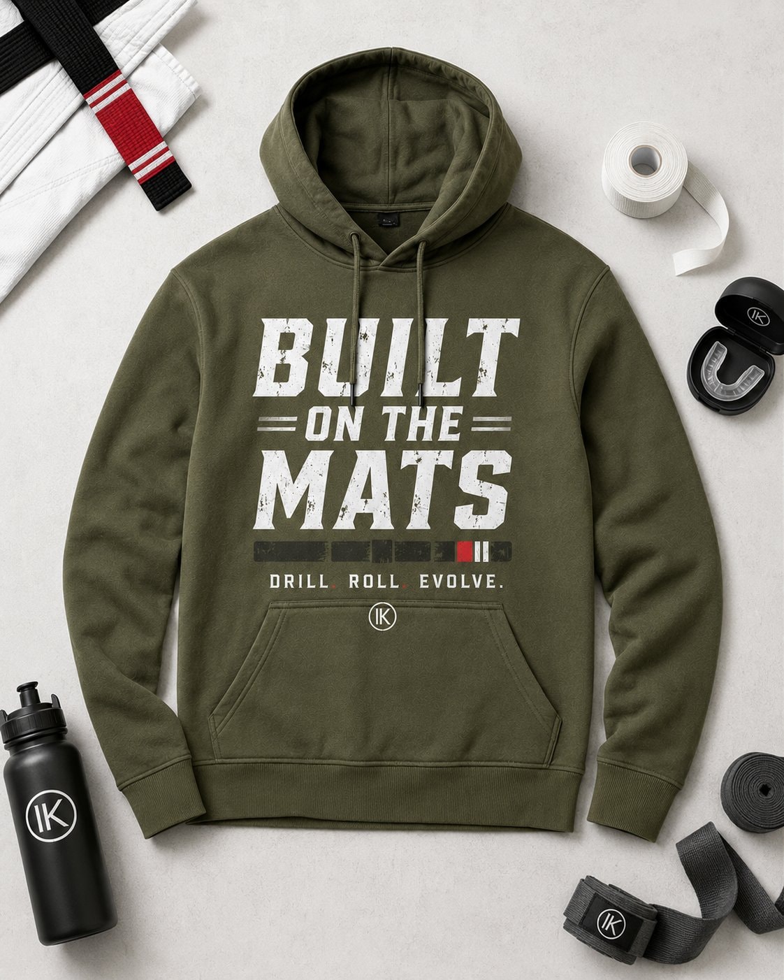 Built on the Mats Men's Hoodie-Military Green-4