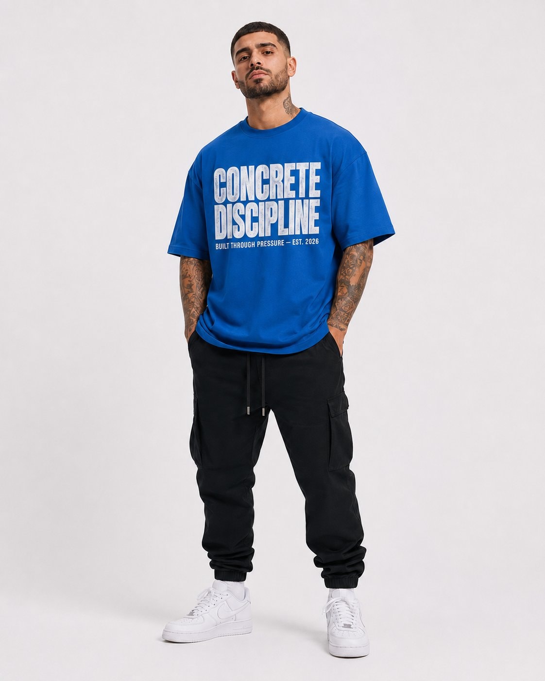 Concrete Discipline Men's Oversized T-Shirt-Royal Blue-1