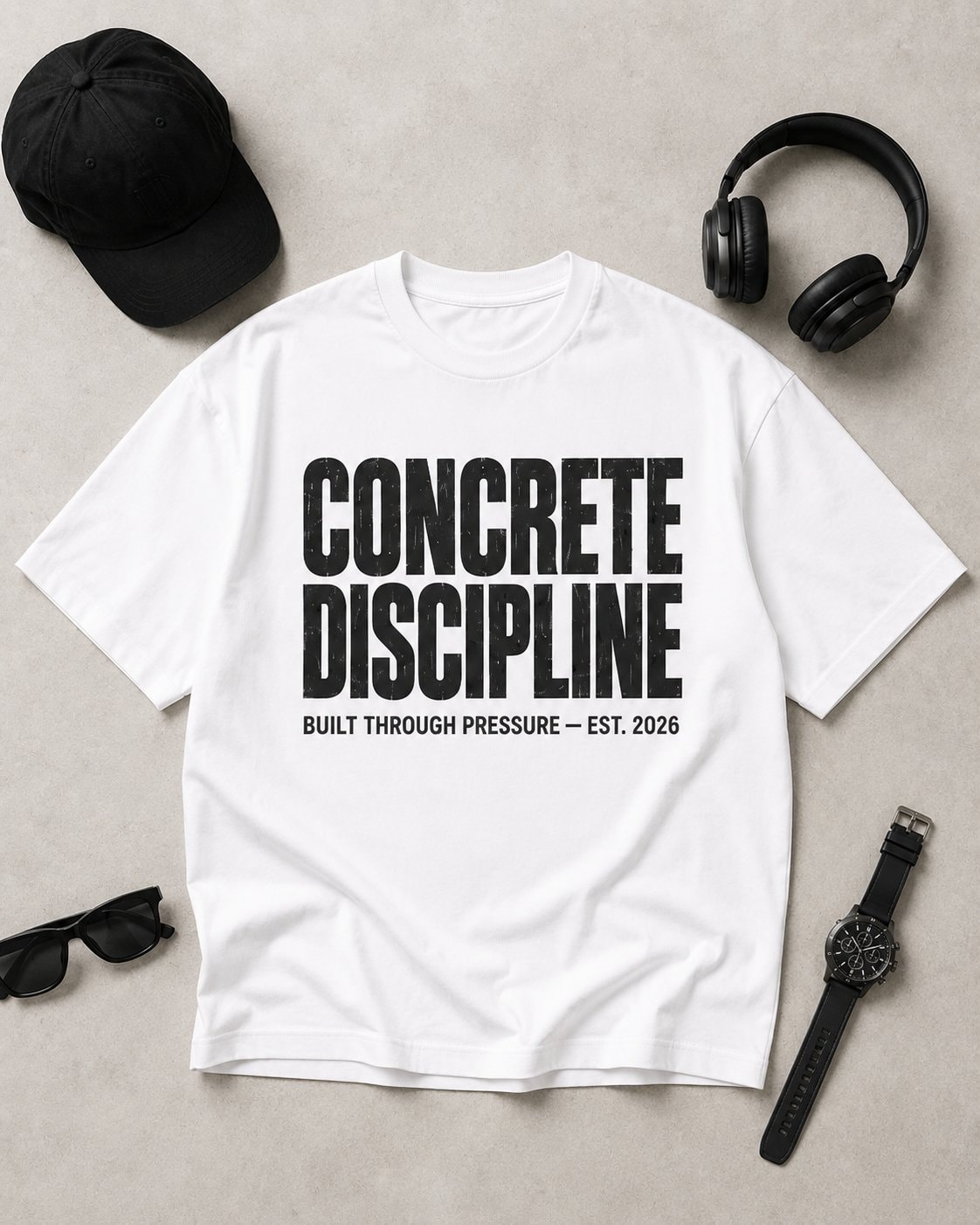 Concrete Discipline Men's Oversized T-Shirt-White-4