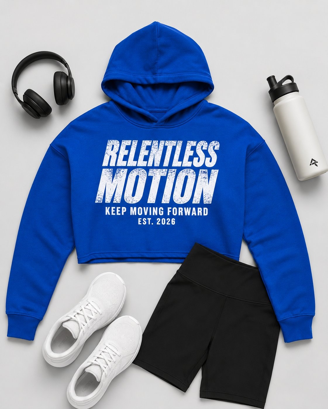 Relentless Motion Women's Cropped Hoodie-Royal Blue-4