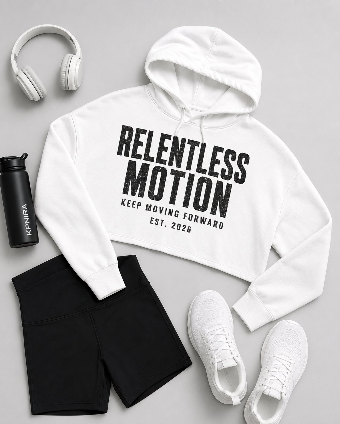 Relentless Motion Women's Cropped Hoodie-White-4