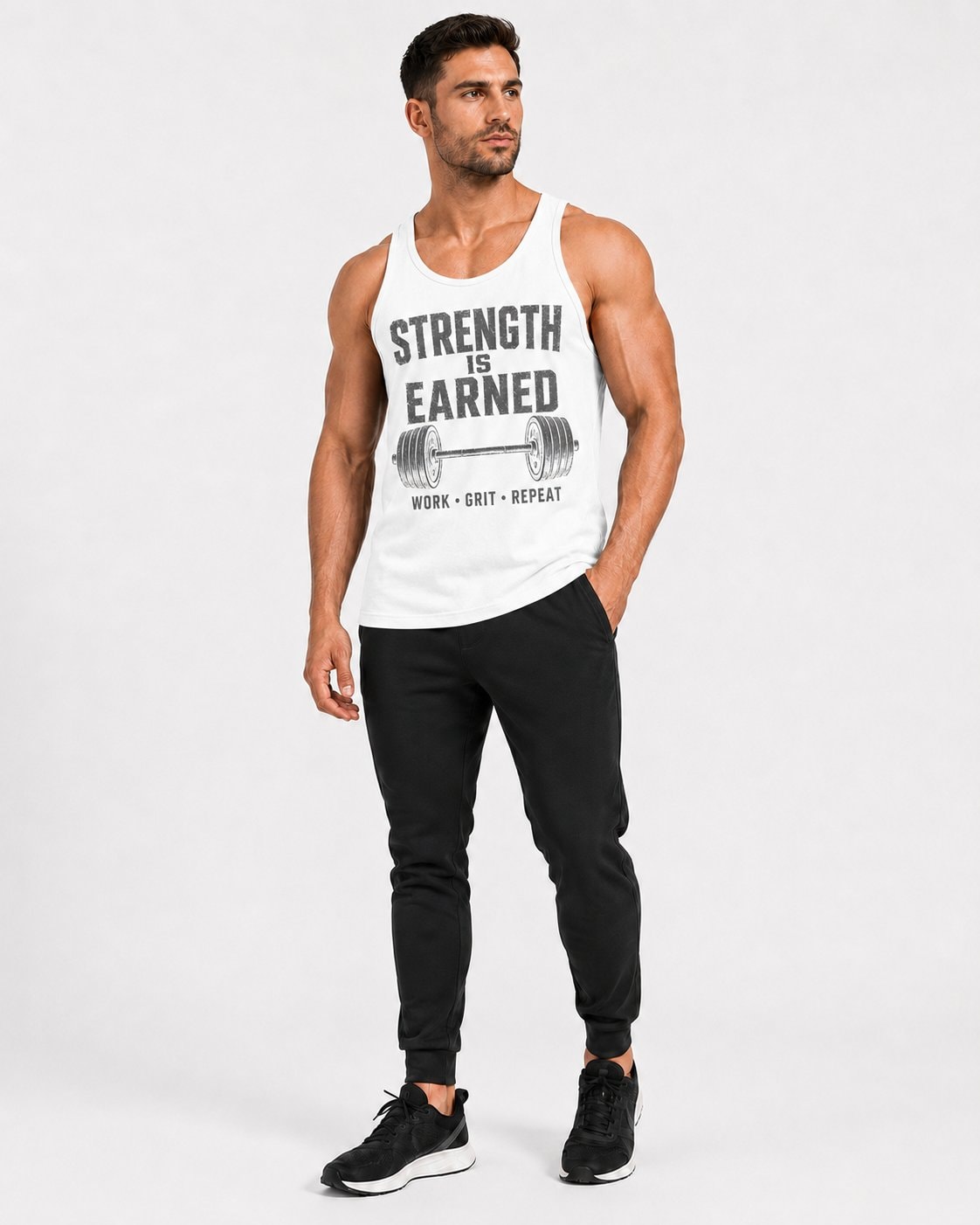 Strength Is Earned Men's Tank Top-White-1