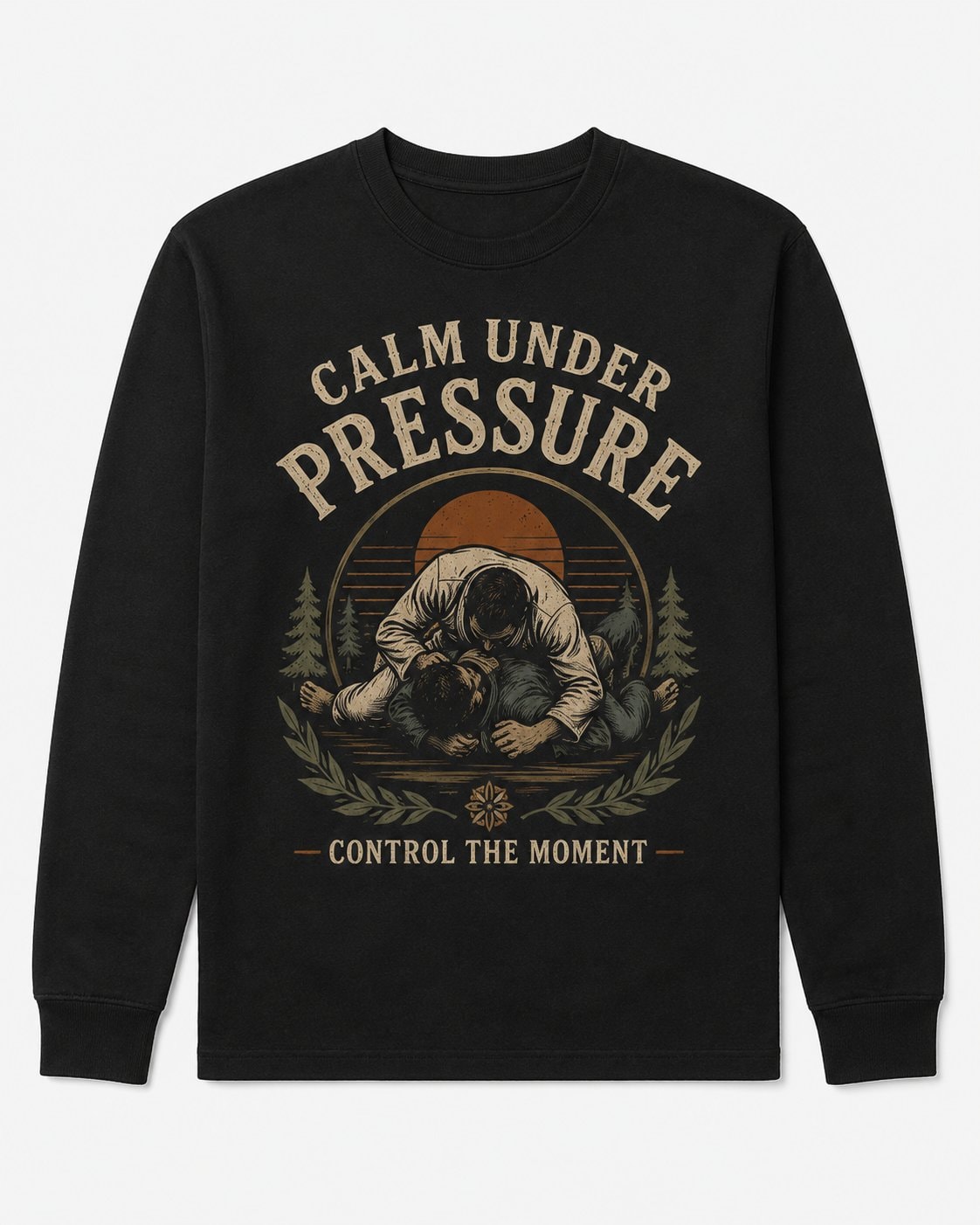 Calm Under Pressure Men's Long Sleeve Shirt-Black-3
