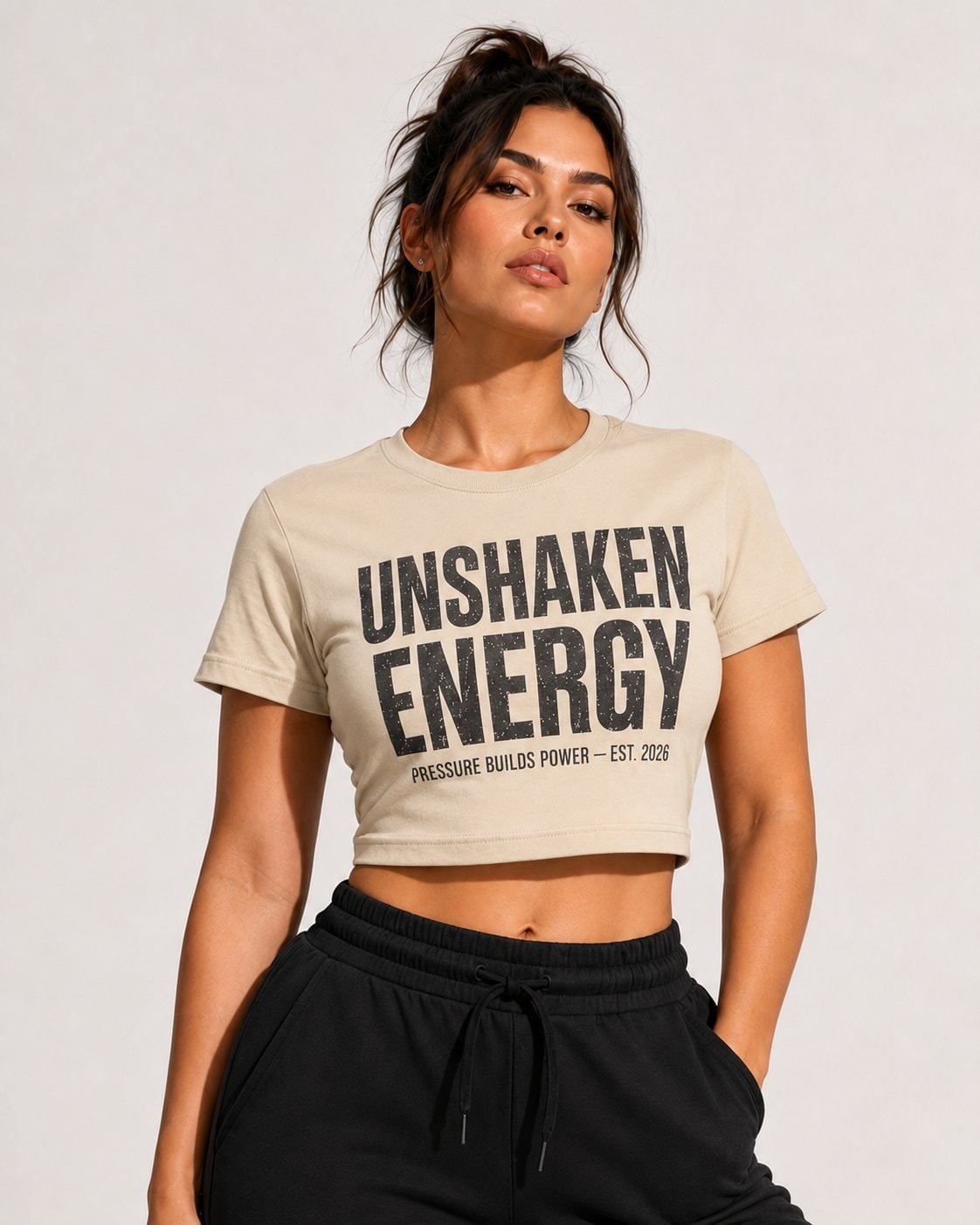 Unshaken Energy Women's Cropped T-Shirt-Sand-2