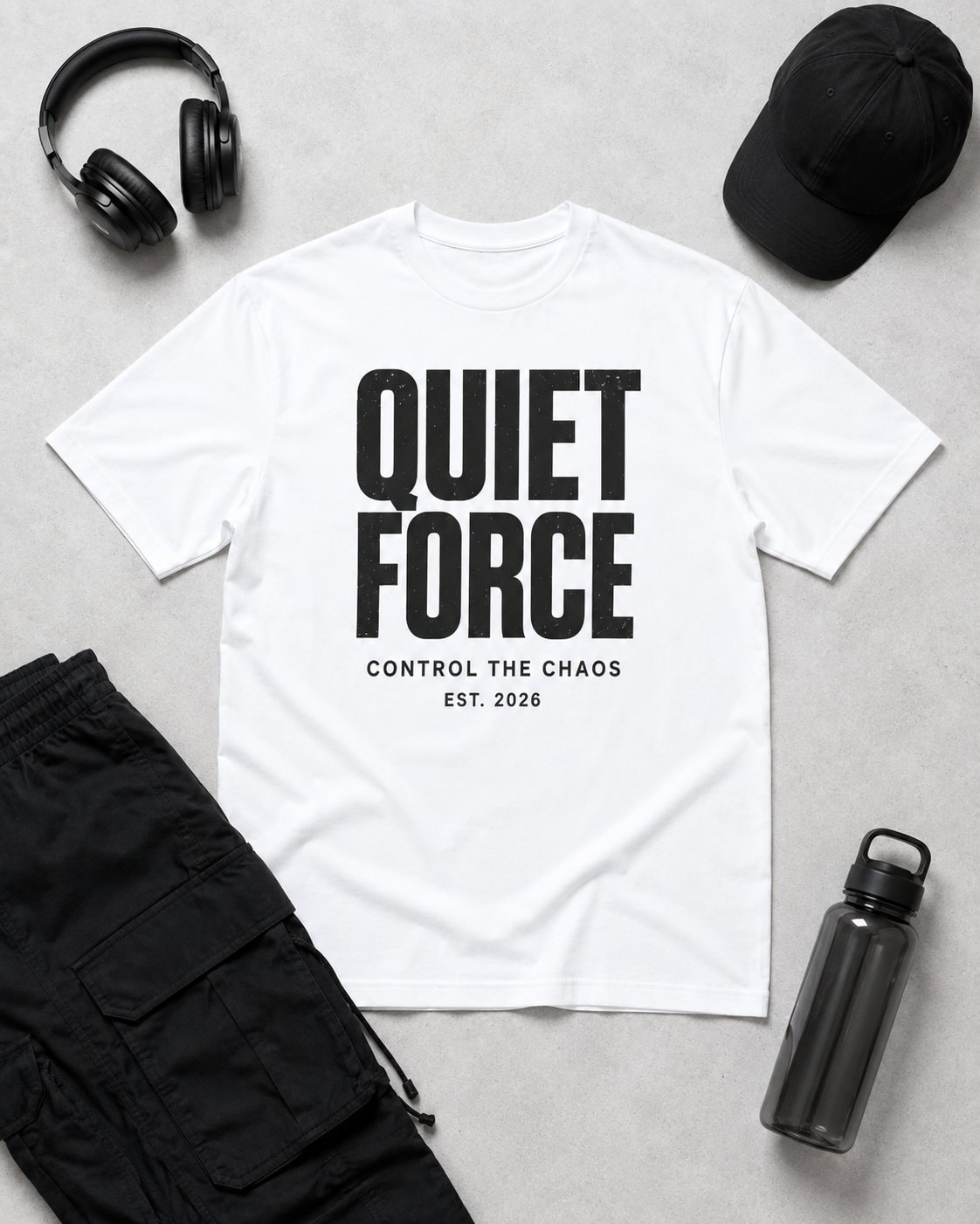 Quiet Force Men's Heavyweight T-Shirt-White-4