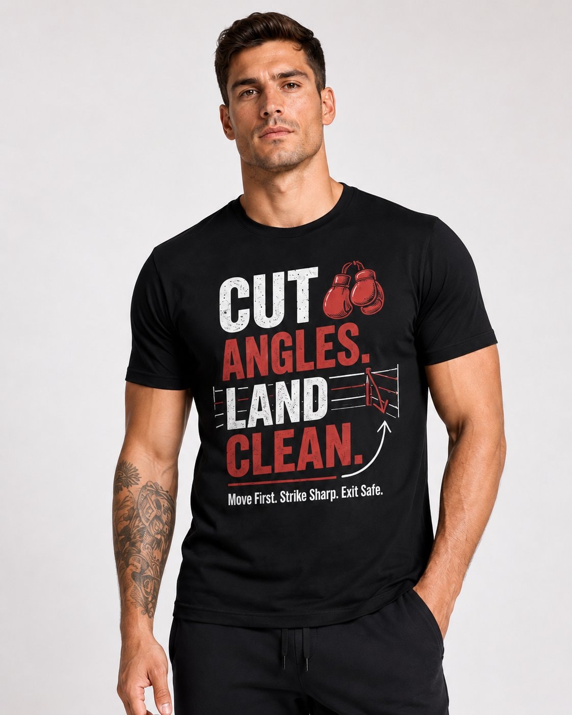 Cut Angles Land Clean Men's T-Shirt-Black-2