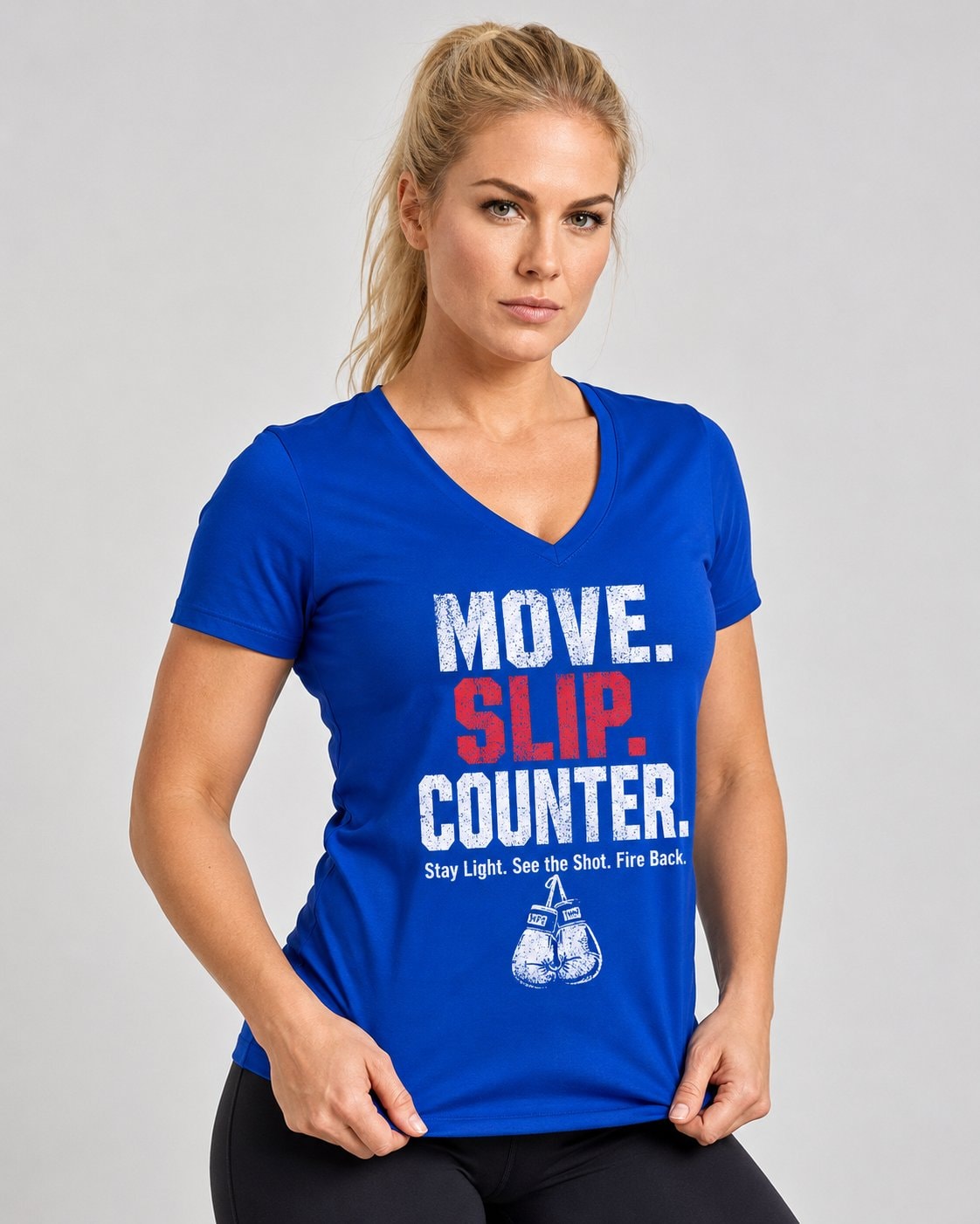 Move Slip Counter Women's V-Neck T-Shirt-Military Green-2
