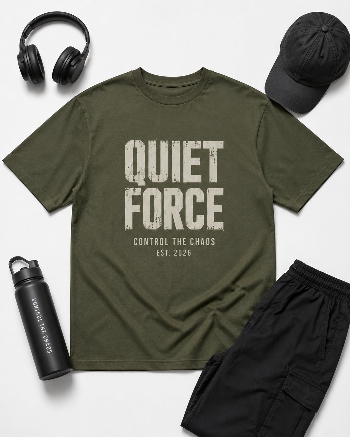 Quiet Force Men's Heavyweight T-Shirt-Military Green-4
