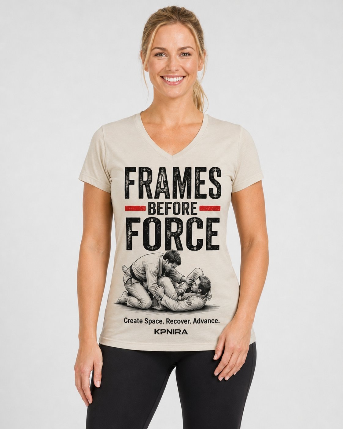 Frames Before Force Women's V-Neck T-Shirt-Sand-2