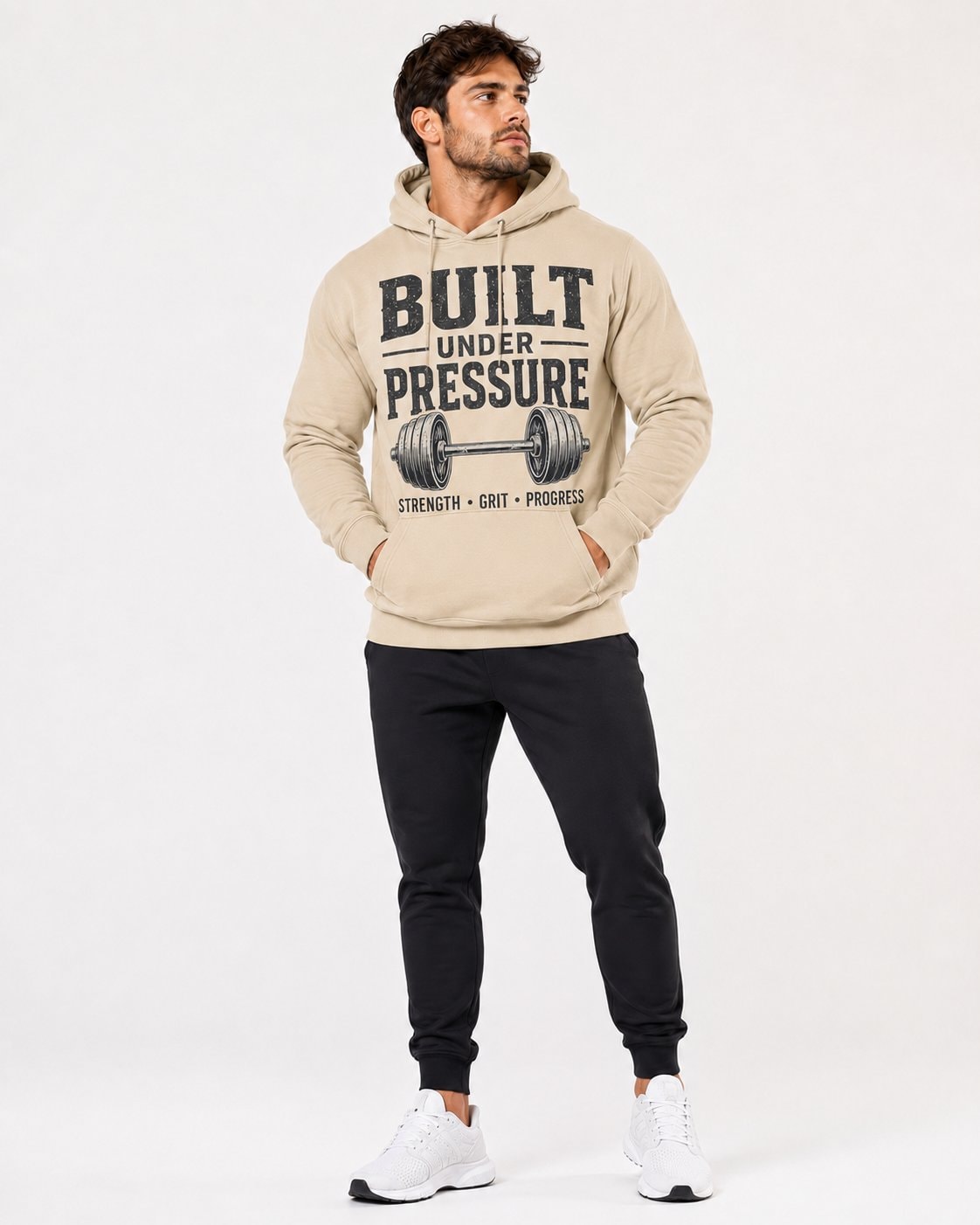 Built Under Pressure Men's Hoodie-Sand-1