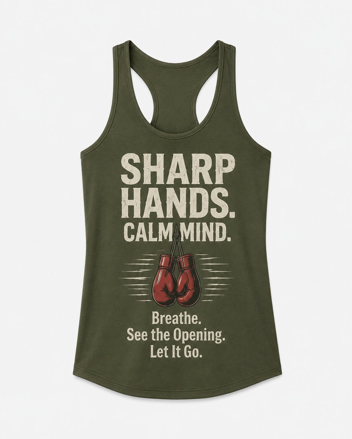 Sharp Hands Calm Mind Women's Tank Top-Military Green-3