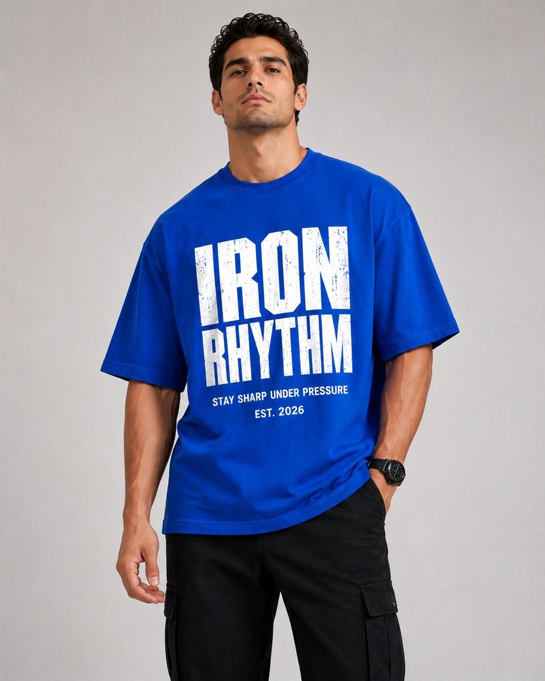 Iron Rhythm Men's Oversized T-Shirt-Royal Blue-2