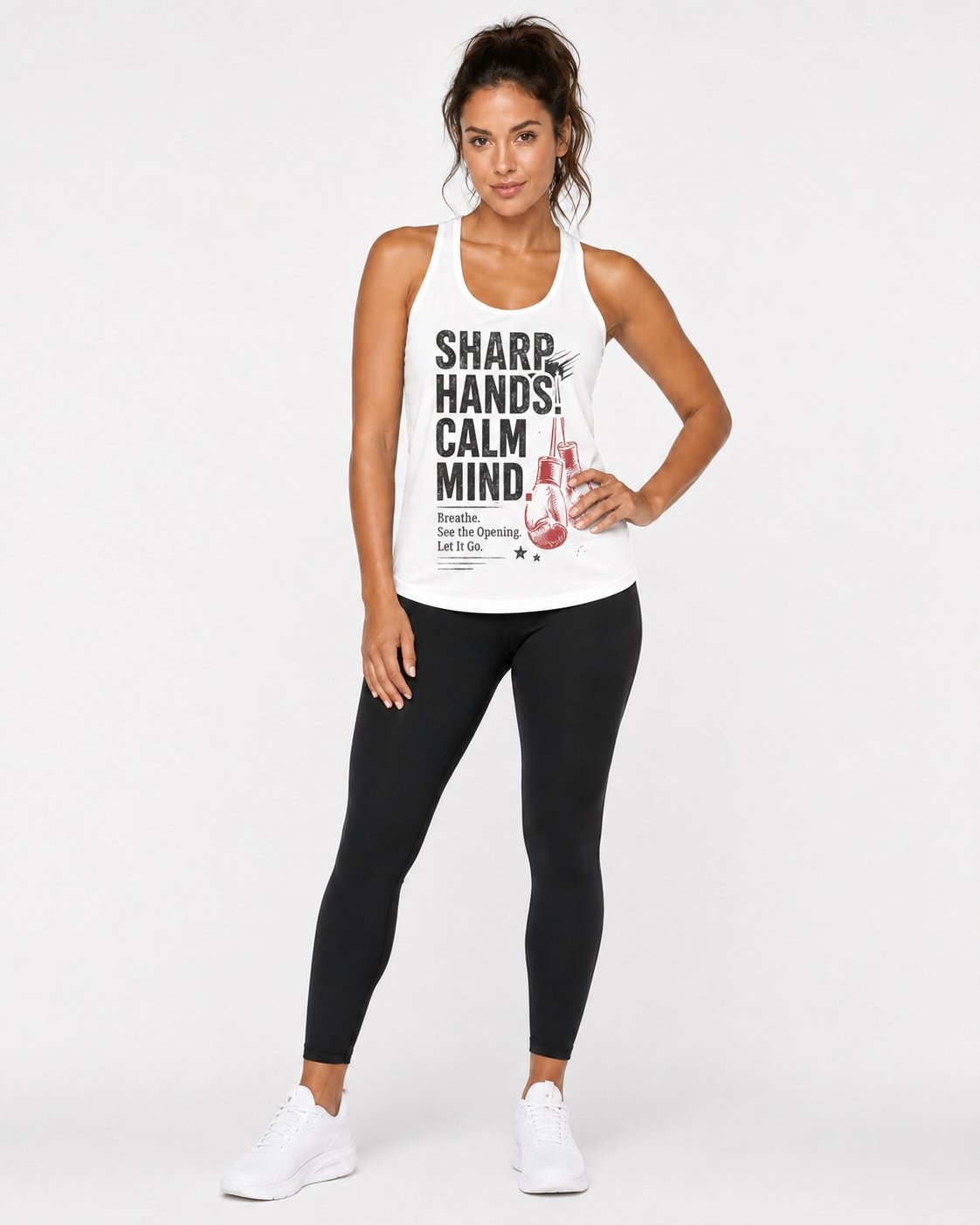 Sharp Hands Calm Mind Women's Tank Top-White-1