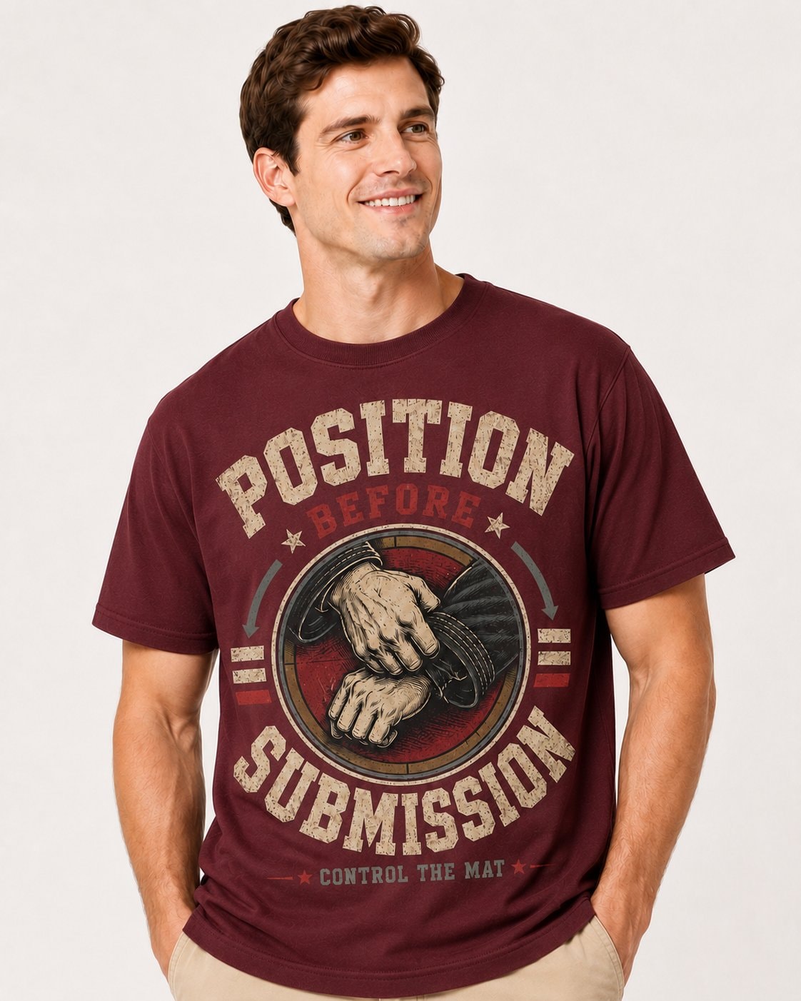 Position Before Submission Men's T-Shirt-Maroon-2