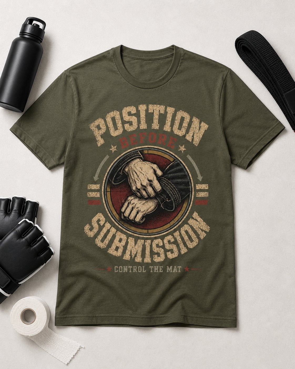 Position Before Submission Men's T-Shirt-Military Green-4