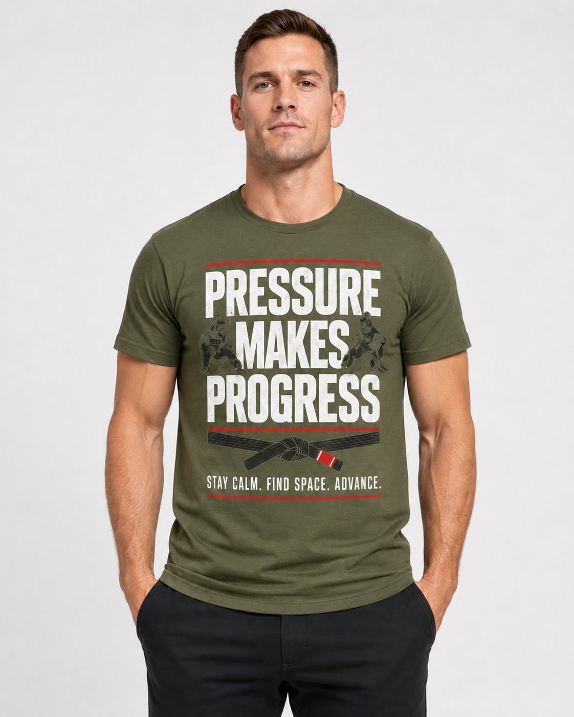 Pressure Makes Progress Men's T-Shirt-Military Green-2