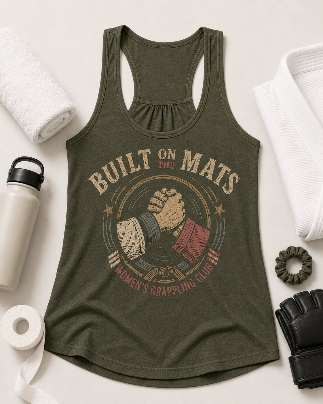 Built on the Mats Women's Tank Top-Military Green-4