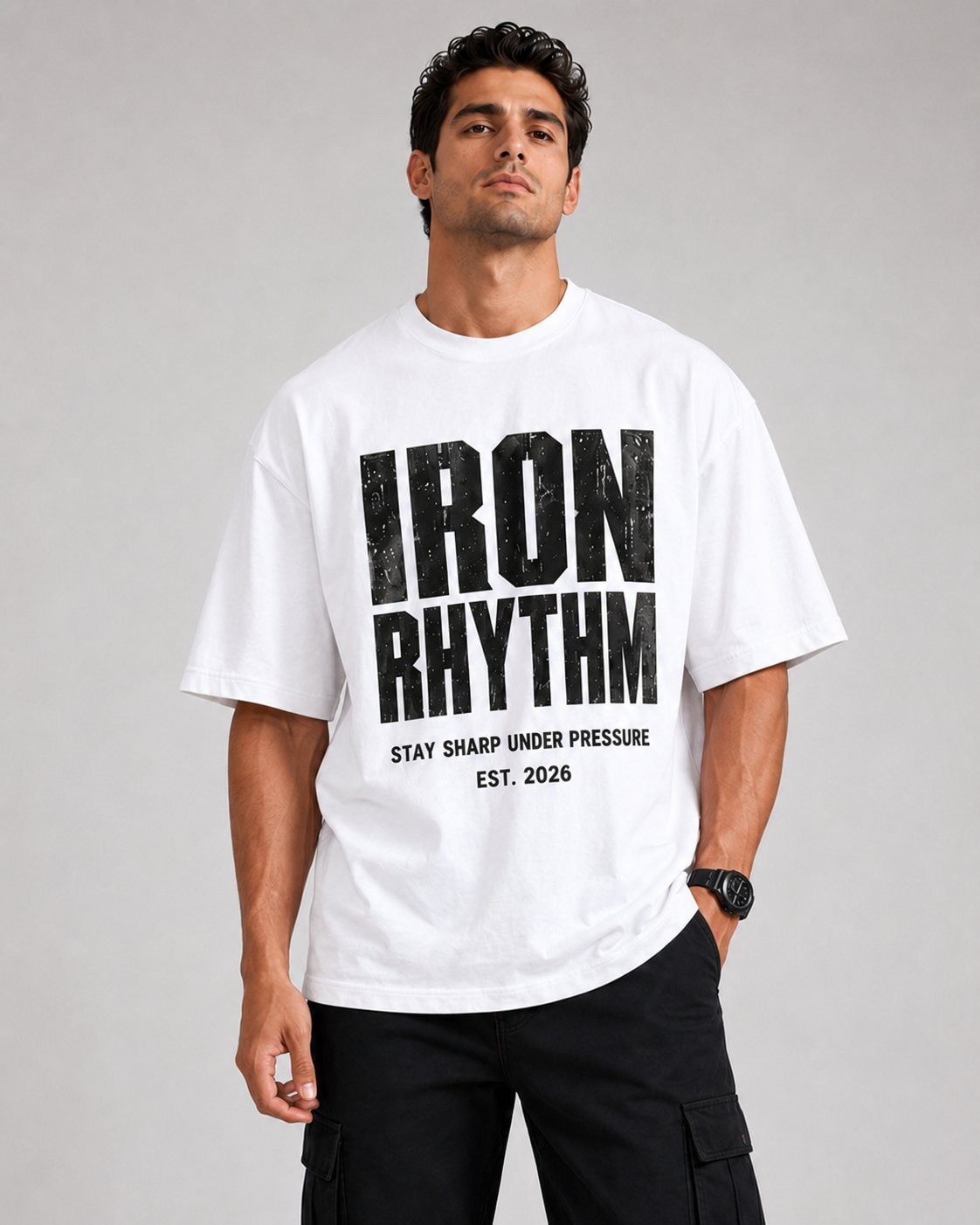 Iron Rhythm Men's Oversized T-Shirt-White-2