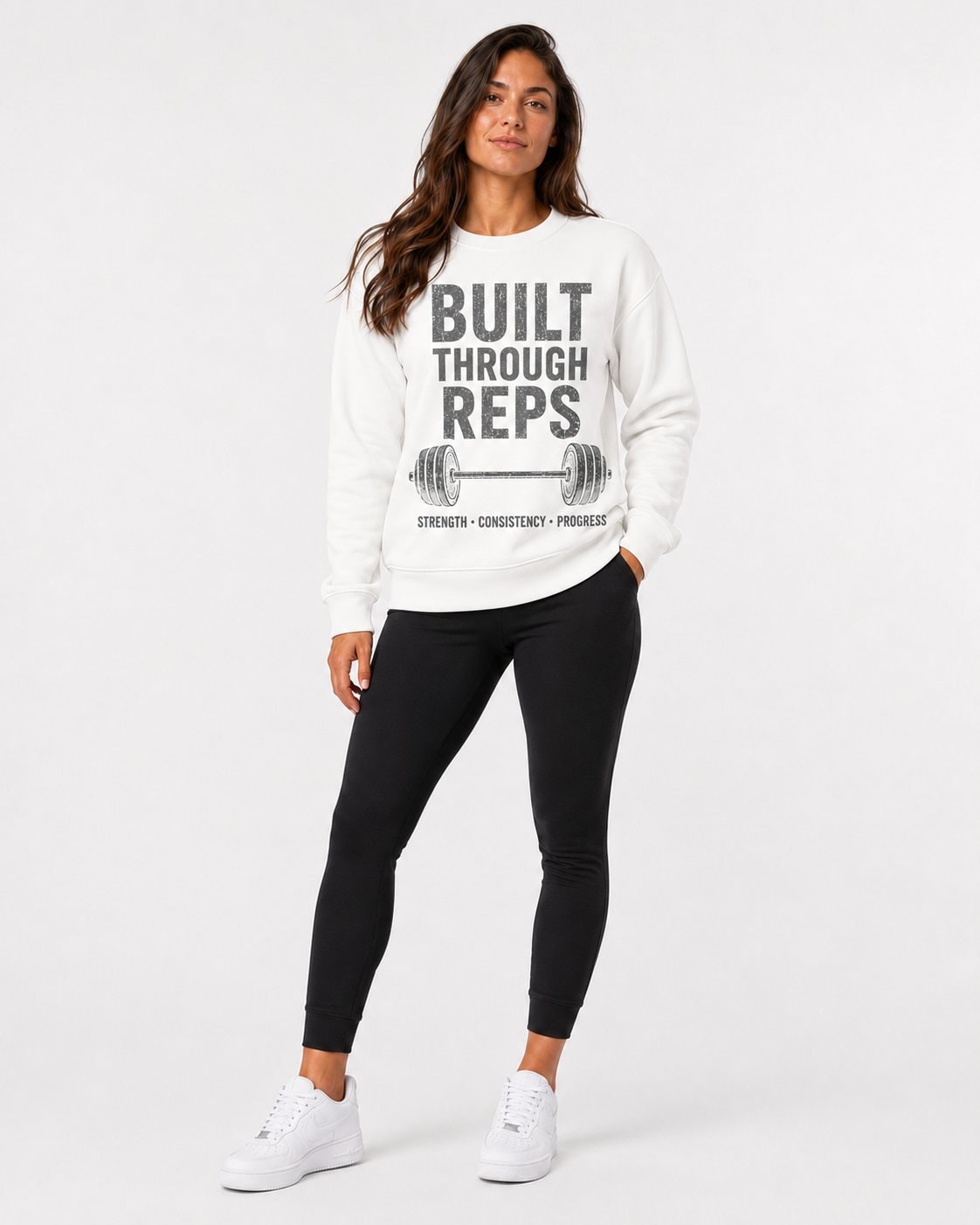 Built Through Reps Women's Sweatshirt-White-1