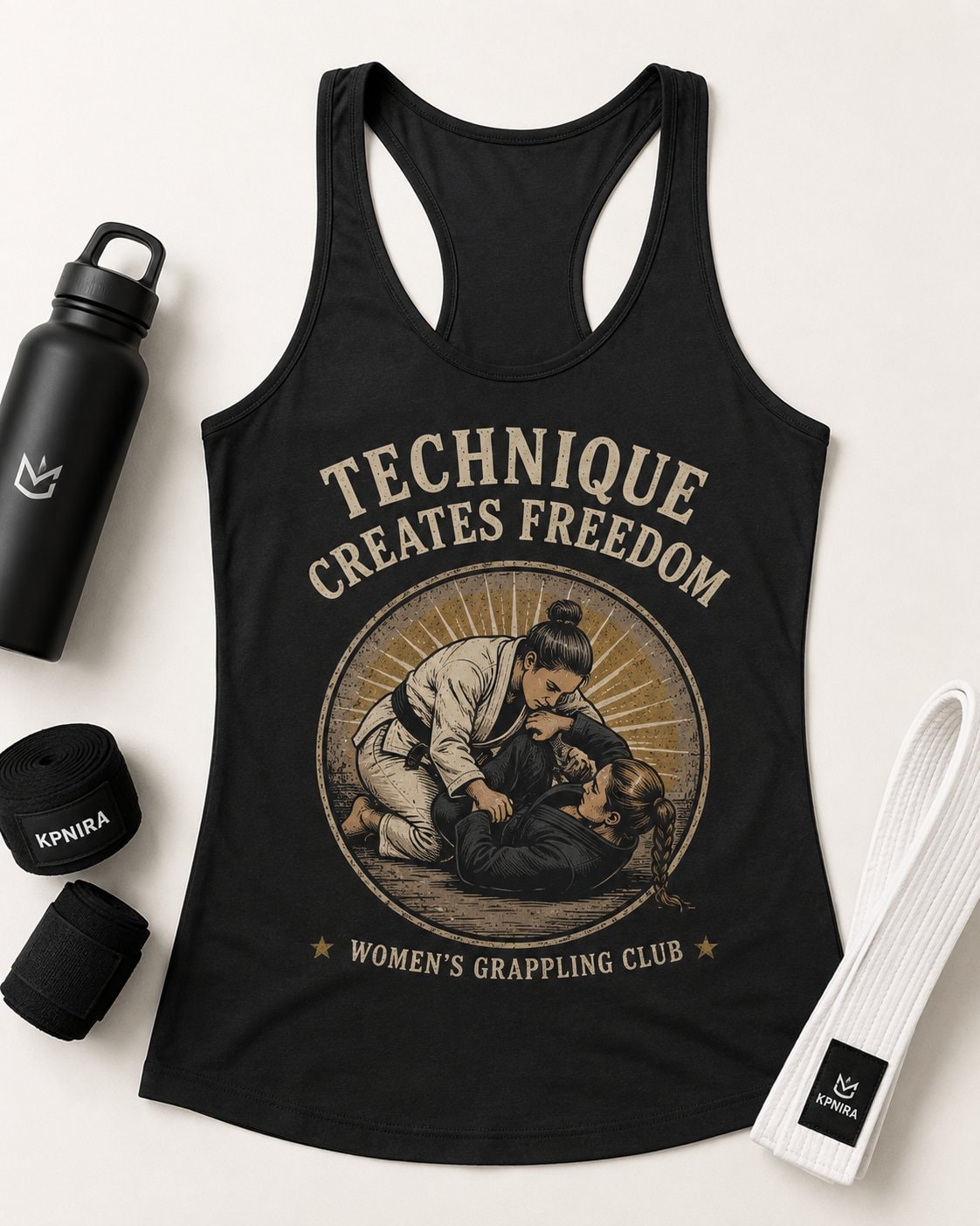Technique Creates Freedom Women's Racerback Tank Top-Black-4