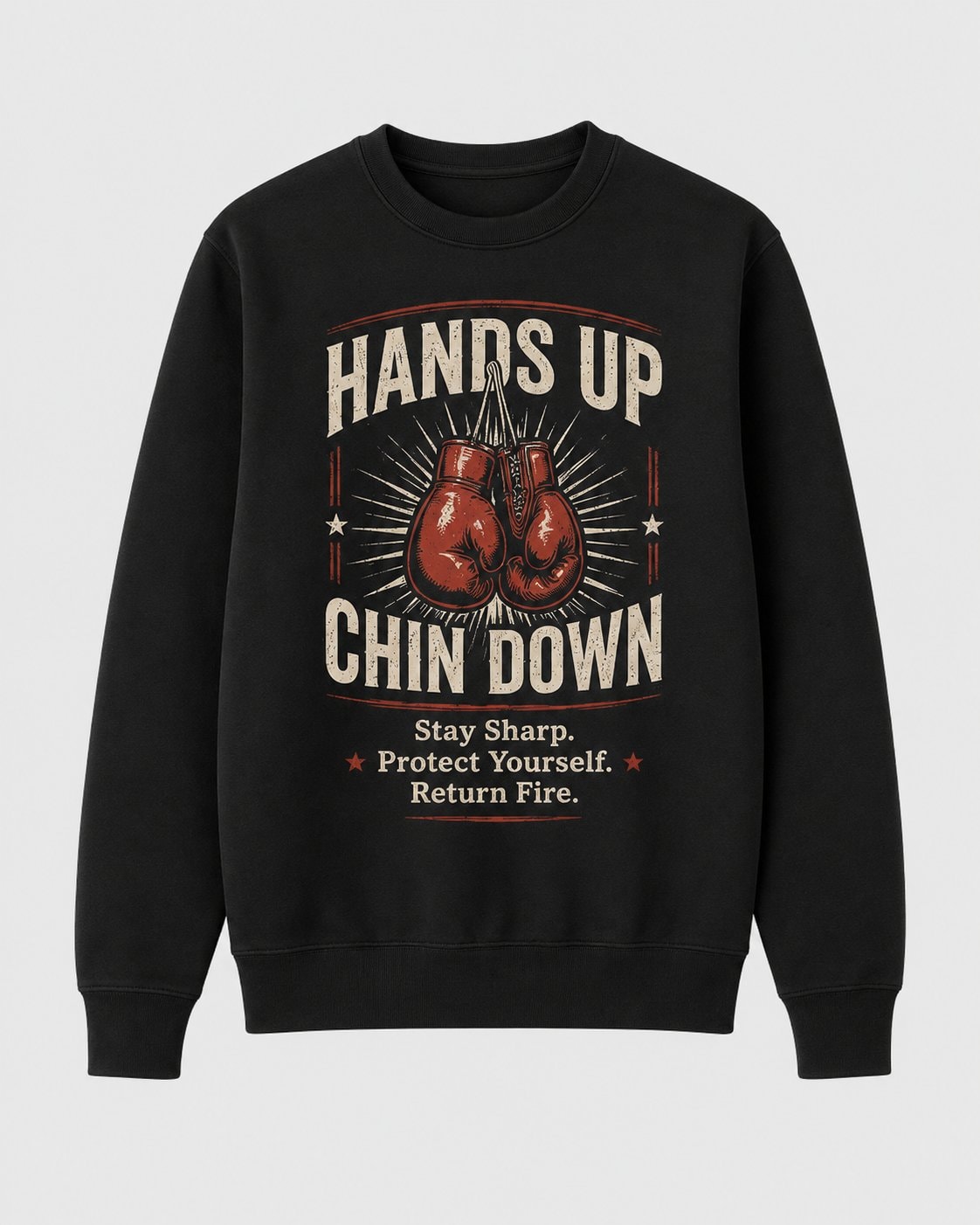 Hands Up Chin Down Men's Sweatshirt-Black-3