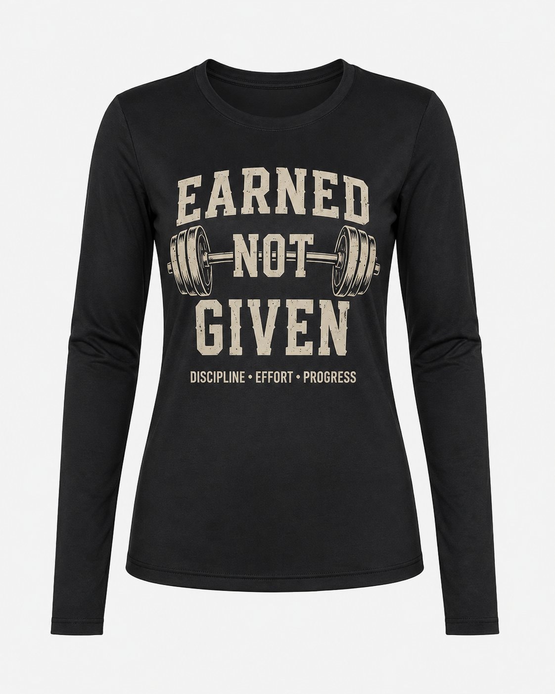 Earned Not Given Women's Long Sleeve Shirt-Black-3