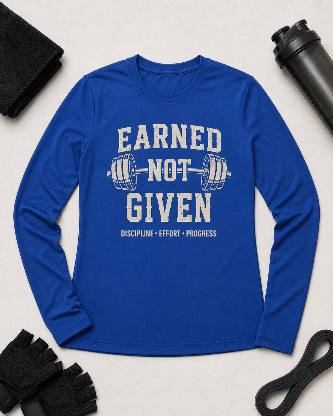 Earned Not Given Women's Long Sleeve Shirt-Royal Blue-4