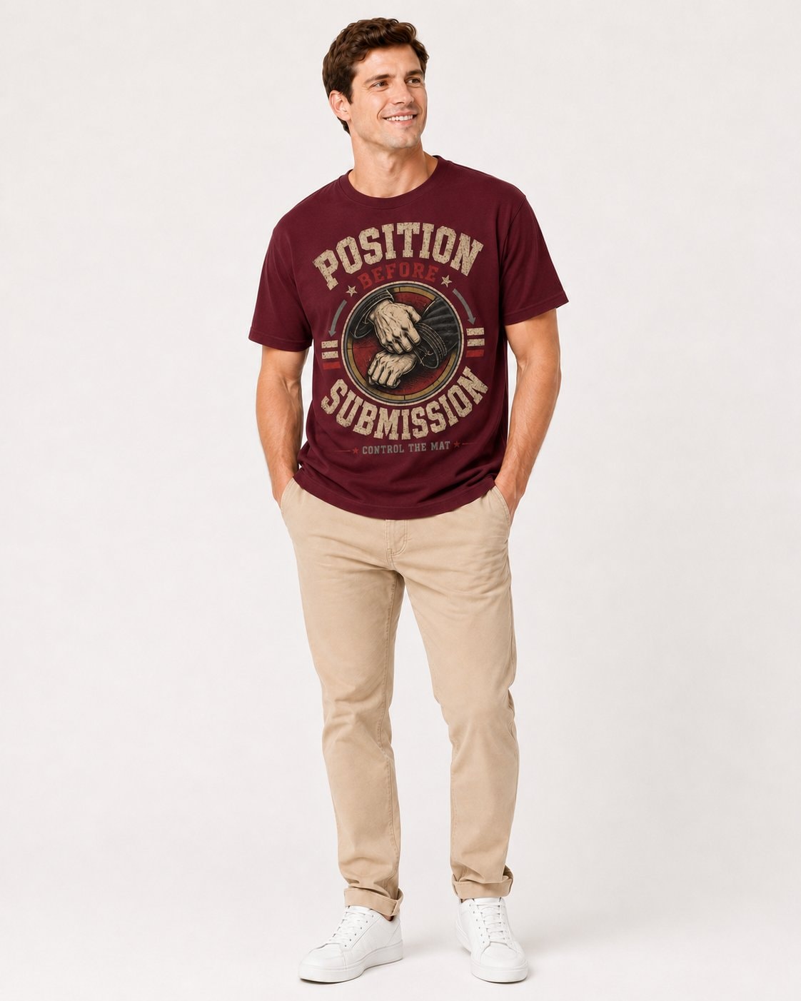 Position Before Submission Men's T-Shirt-Maroon-1