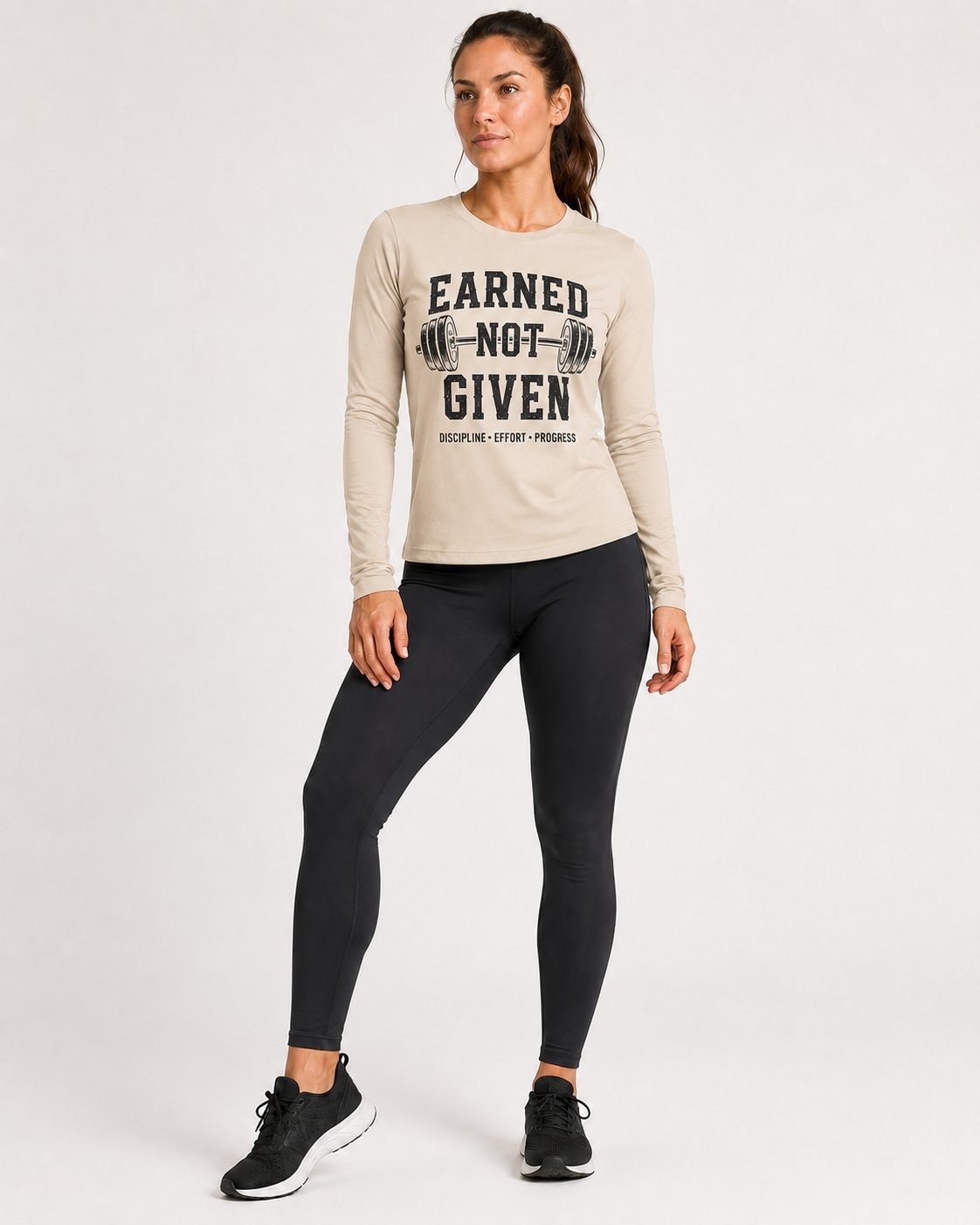 Earned Not Given Women's Long Sleeve Shirt-Sand-1