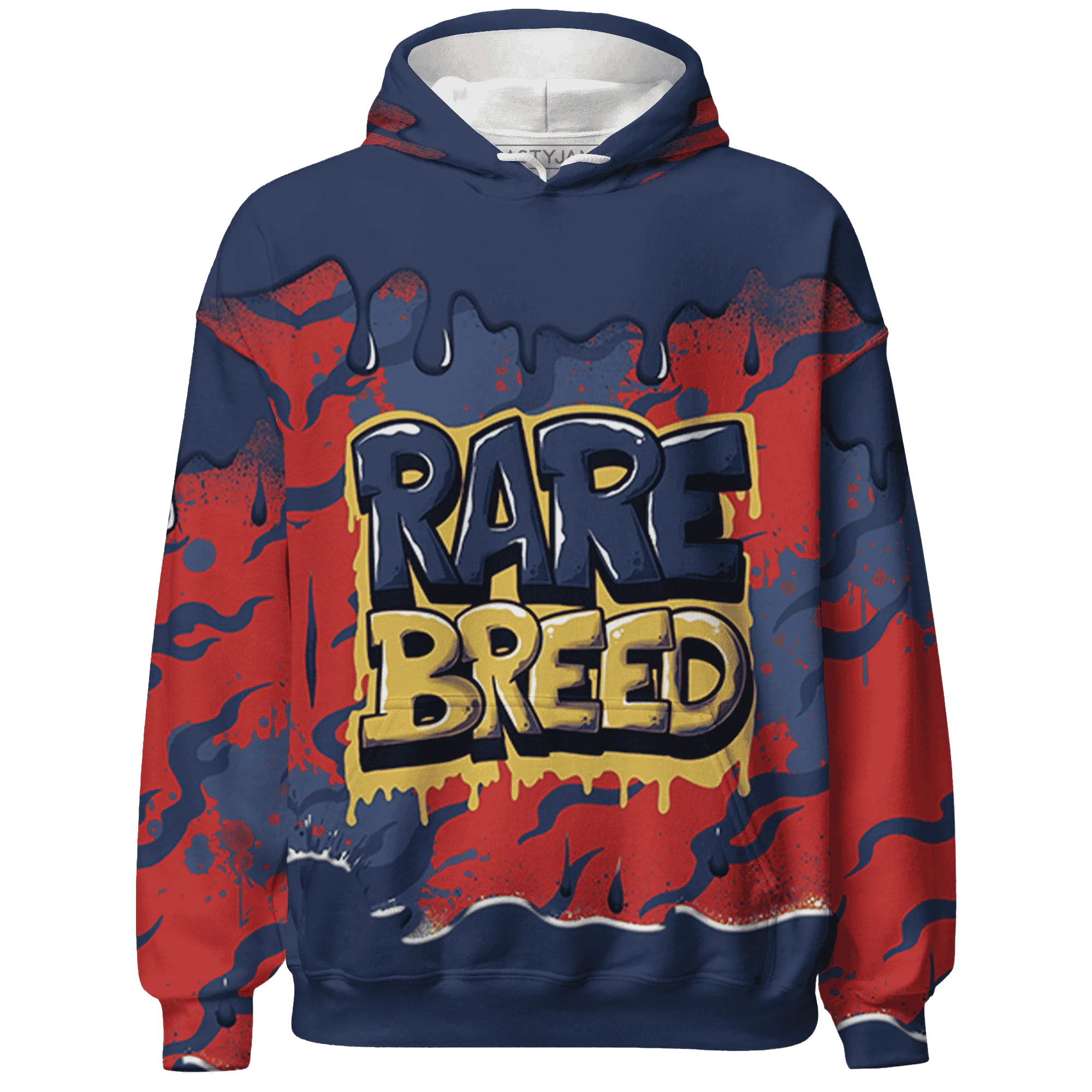 NastyJamz VaporMax Plus Midnight Navy Gold Black Hoodie Match Rare Breed Drippin All-Over Print