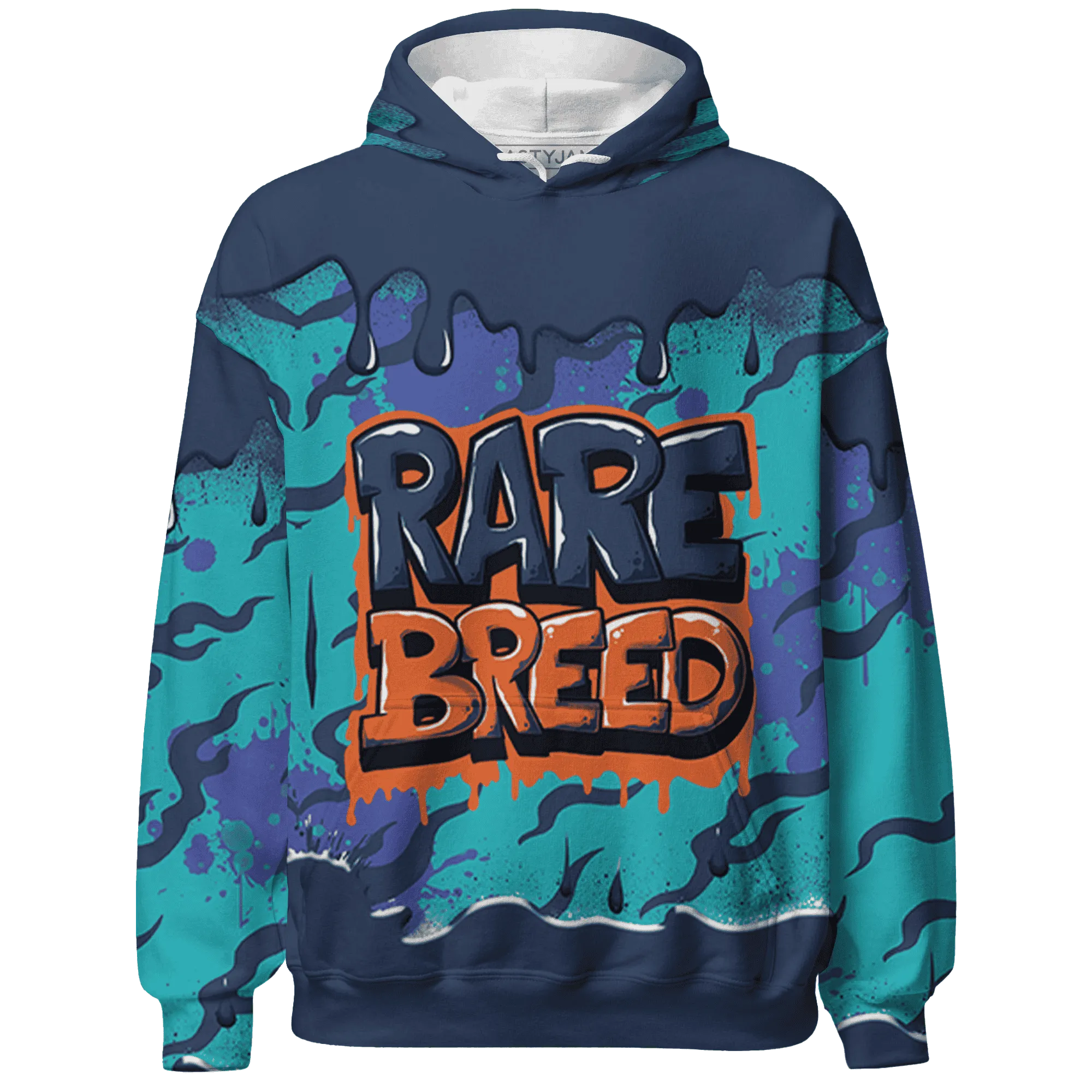NastyJamz AM Plus Drift Midnight Navy Total Orange Dusty Cactus Hoodie Match Rare Breed Drippin All-Over Print
