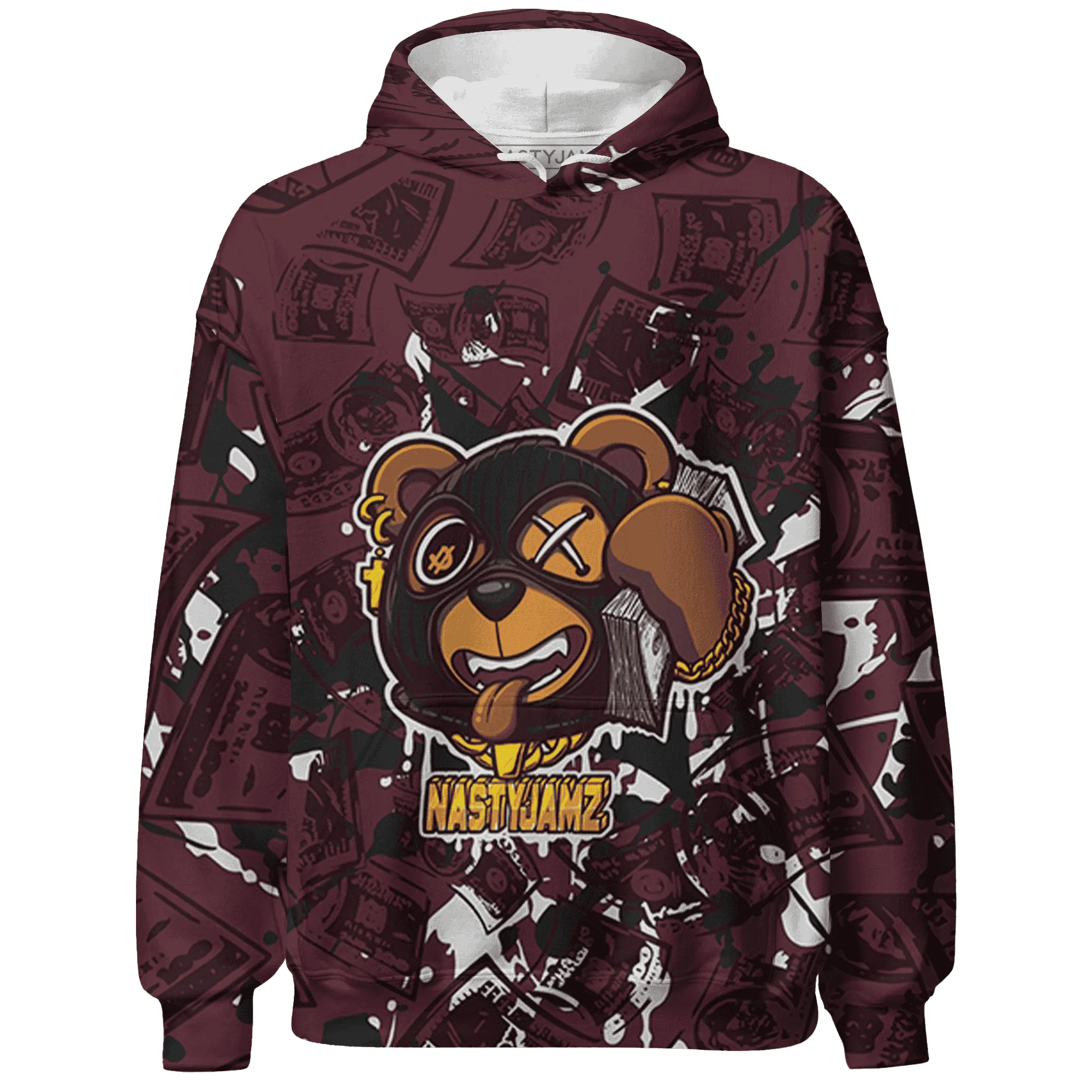 NastyJamz VaporMax Night Maron Burgundy Hoodie Match Money Motive BER All-Over Print